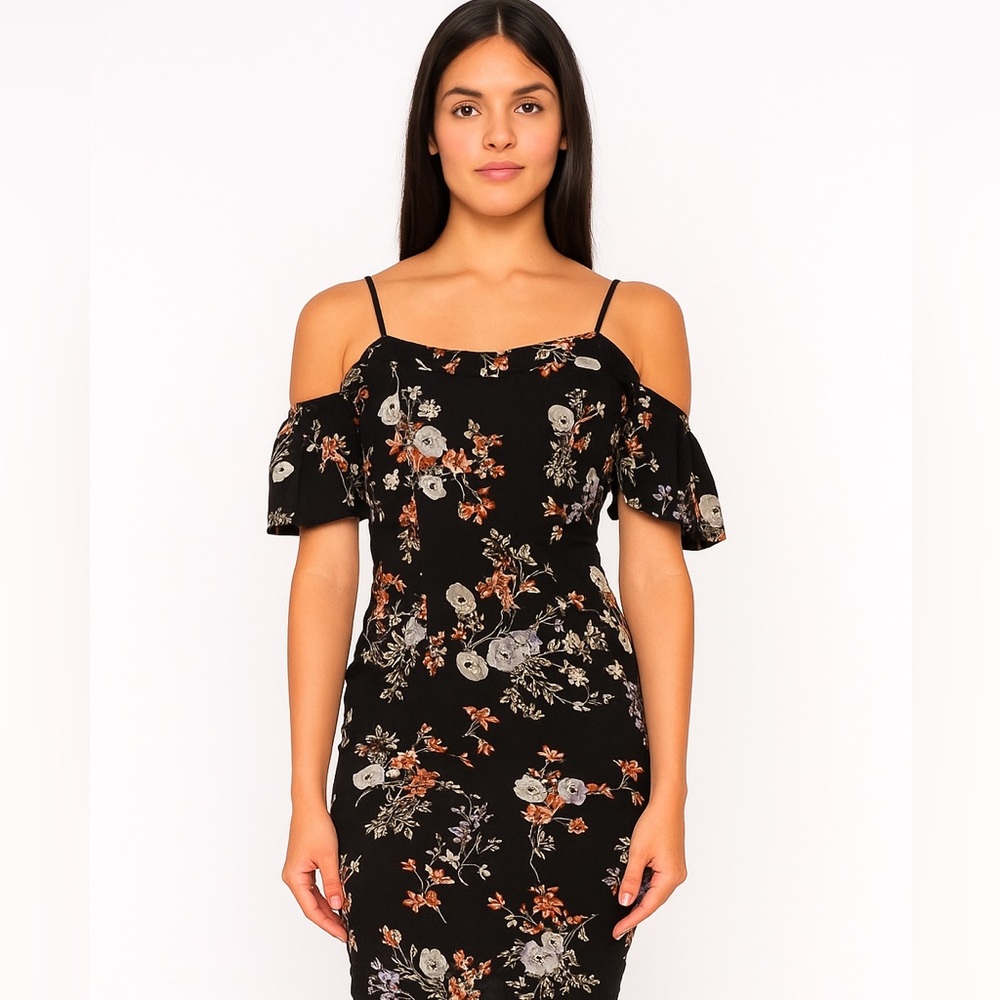 Bardot Floral Cold Shoulder‎ Midi Dress Size 6